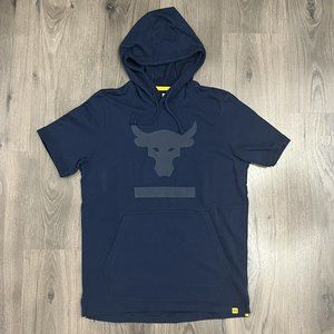 Under Armour Hoodie Mens Small Blue Project Rock Short Sleeve Hooded Sweatshirt